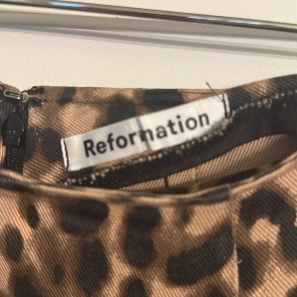 Reformation Leopard High-Rise Straight Leg Pants - Picture 3 of 5